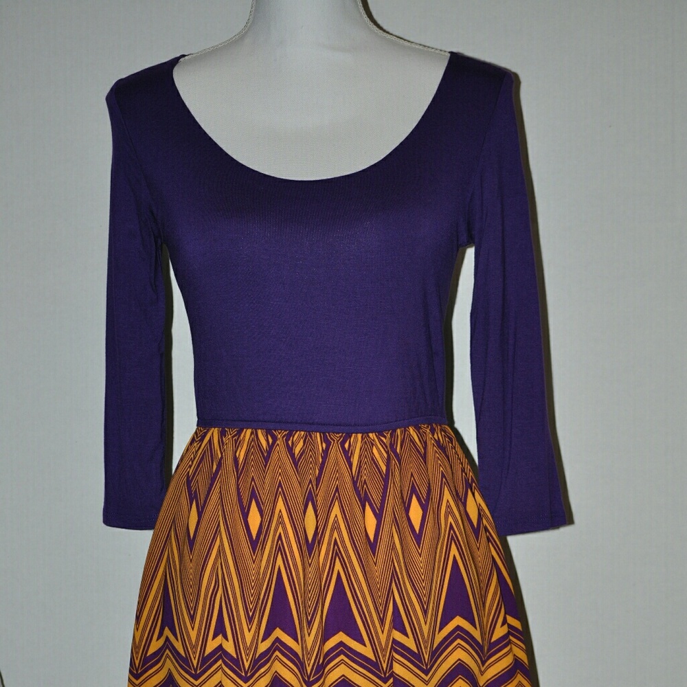 Purple Gold 3/4 Sleeve Maxi Dress Women's S M New